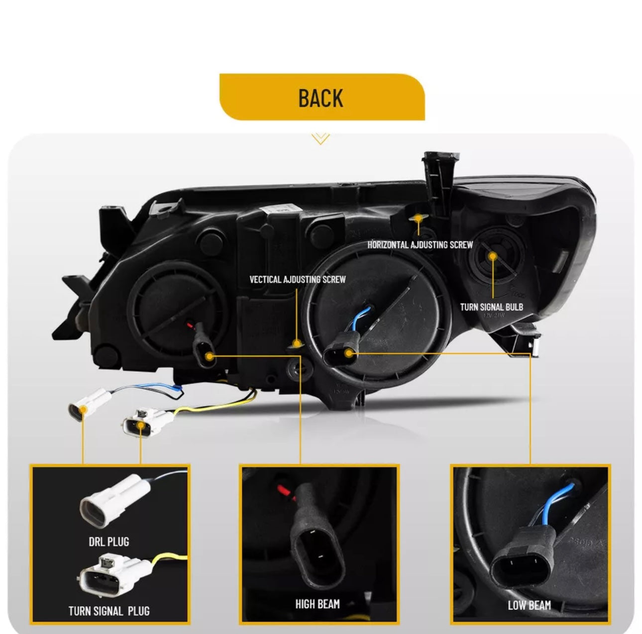 Left & Right LED DRL Projector Headlights Assembly For 2012-2014 Toyota Camry