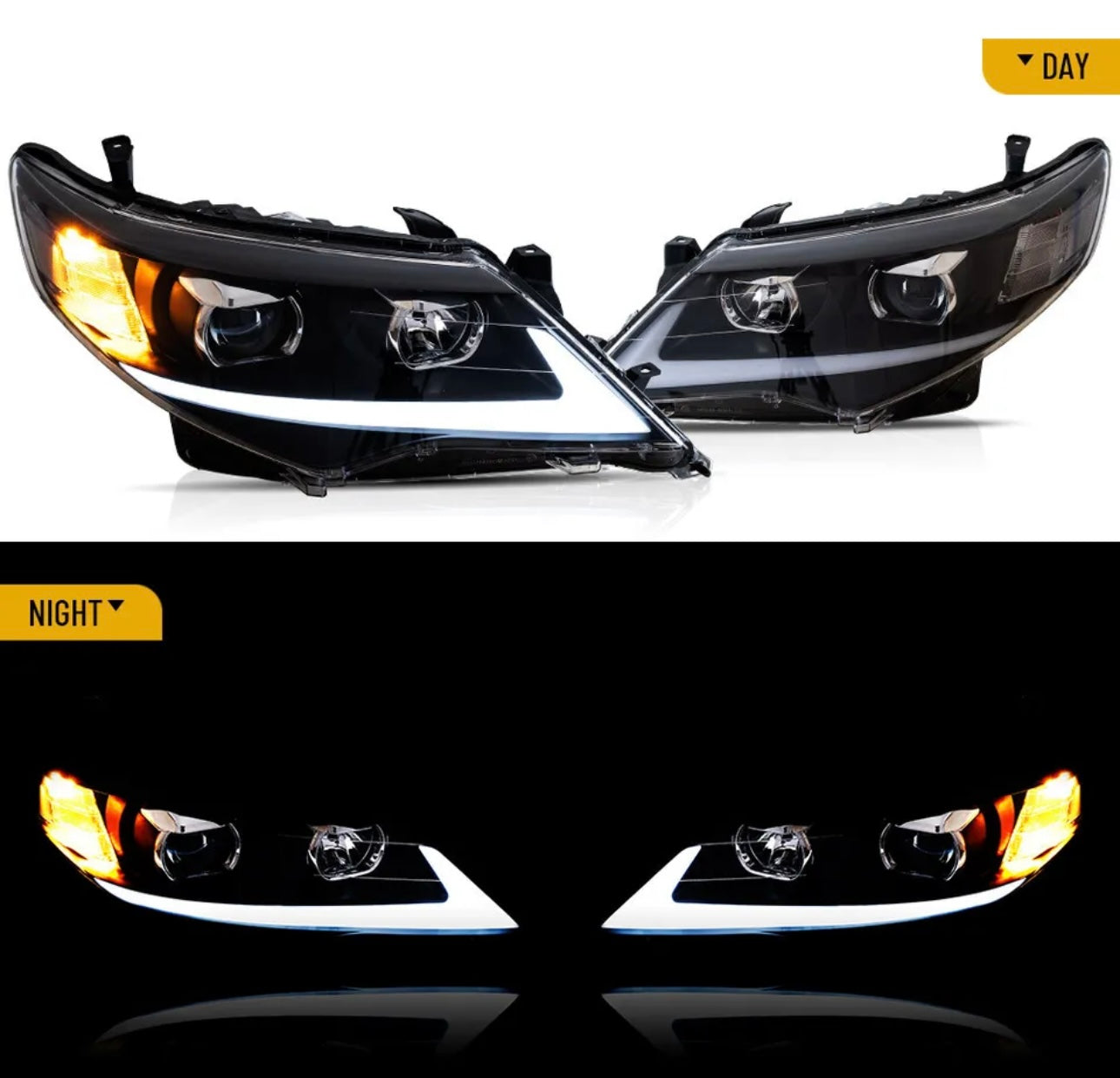 Left & Right LED DRL Projector Headlights Assembly For 2012-2014 Toyota Camry